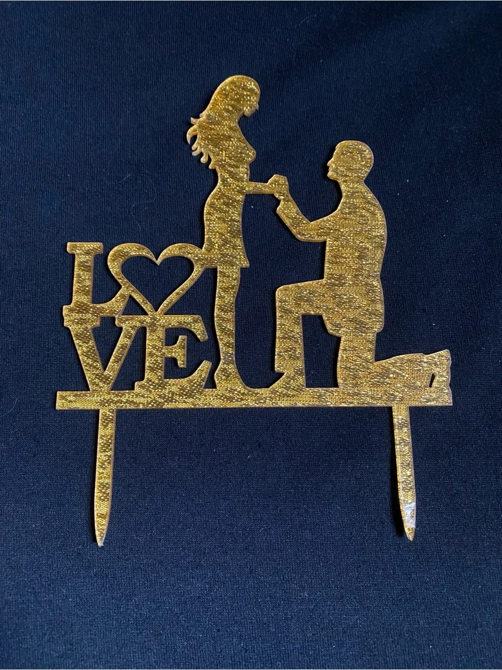 Gold 'LOVE' Proposal Cake Topper - Home Party Supplies